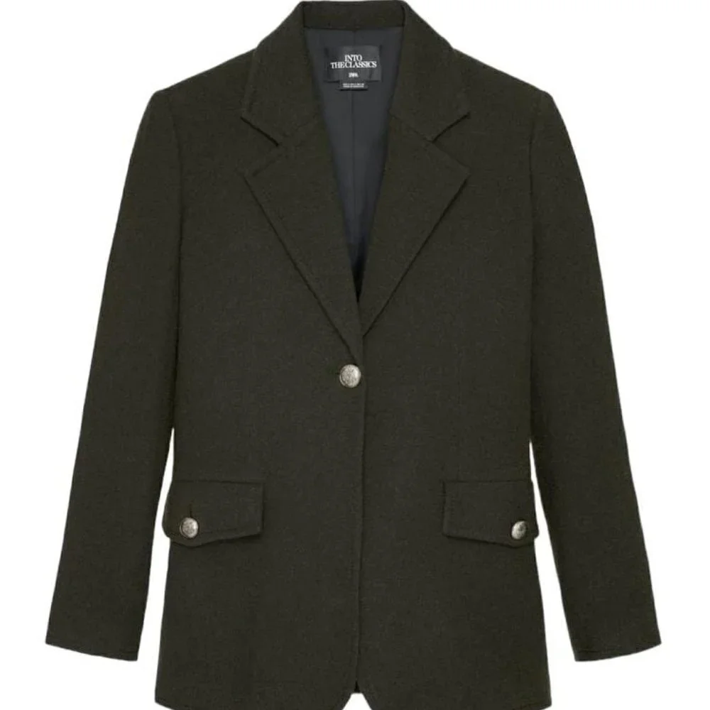 ZARA LIMITED EDITION WOOL BLEND BLAZER KHAKI SIZE S | 8416/818